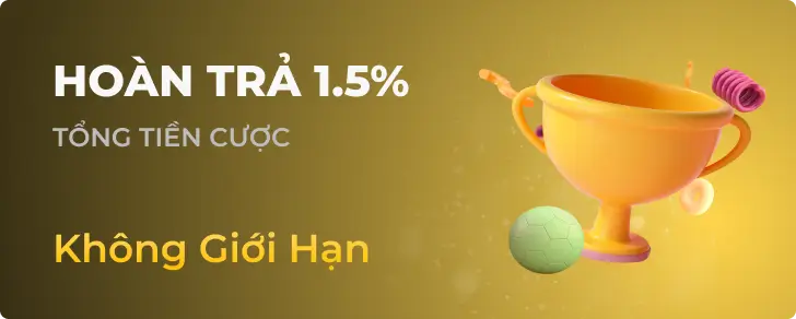 Ưu đãi hoàn trả 1.5% không giới hạn tại gk88bet